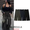 KONDALA décontracté Chic pantalon à jambes larges femmes bureau dame poches plissé pantalons longs mode 2026 printemps été Streetwear pantalon