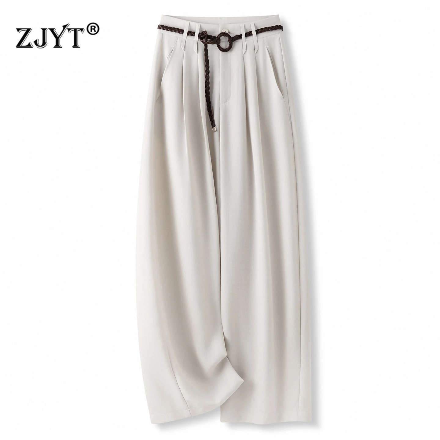 ZJYT Pantalon d'été élégant pour femme 2026 – Nouvelle collection décontractée pour le quotidien, coupe large et fine