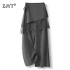 Pantalon large élégant en dentelle patchwork pour femme ZJYT, style coréen, gris et noir, idéal pour le quotidien
