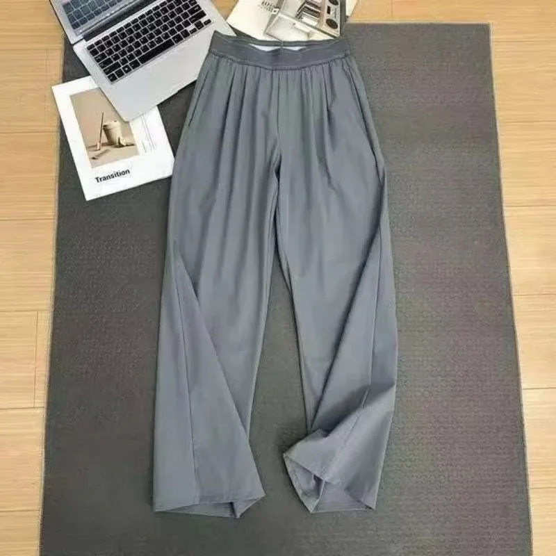 Pantalon décontracté ample tendance 2026 pour femme – Taille haute, léger, respirant, coupe droite, jambe large, idéal pour le yoga et la détente estivale – Image 3