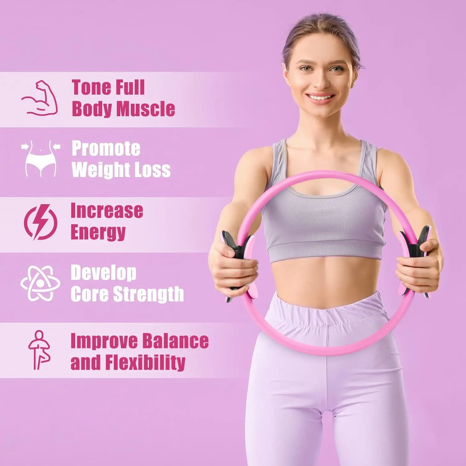Anneau Pilates, cercle magique de Fitness pour tonifier les cuisses, Abs et jambes, entraînement de résistance, Sport corporel, Fitness, Yoga – Image 4