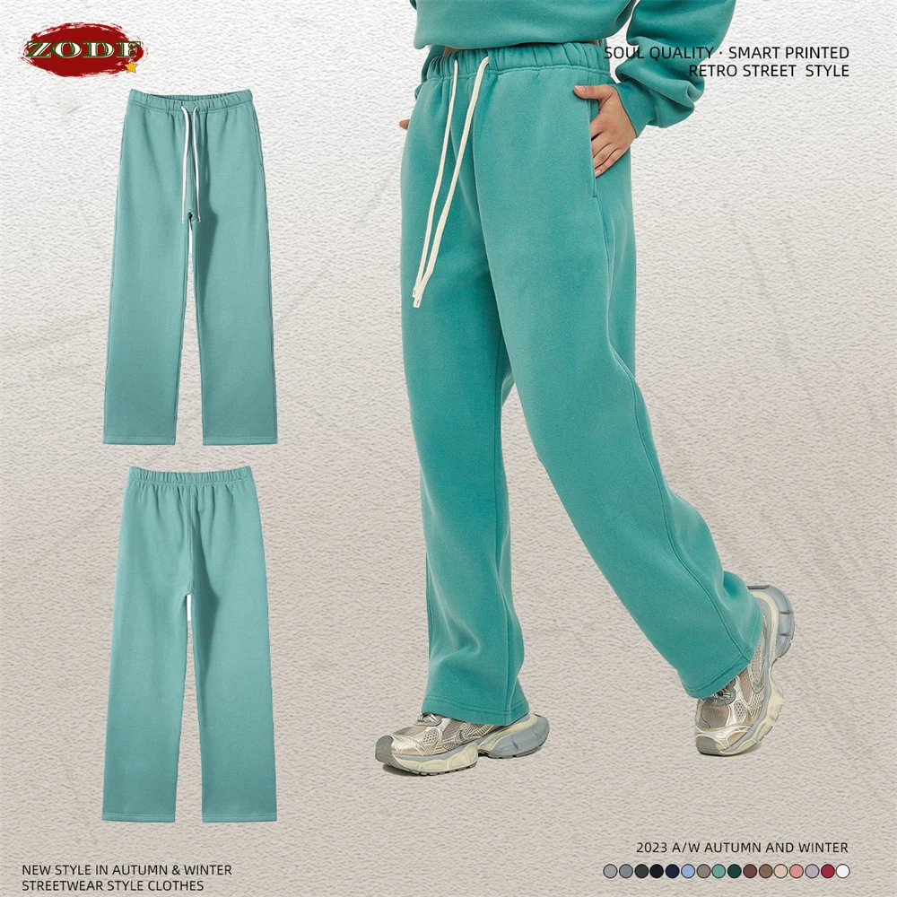 ZODF 2025 hommes décontracté hiver 350sm polaire pantalon unisexe ample doux confortable Sport solide pantalon droit HY0643 – Image 3