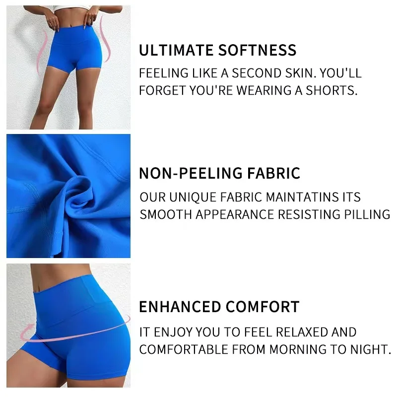 Couleur unie femmes Fitness Sport court taille haute Yoga court Legging vélo doux Squatting preuve entraînement complet Jog Athleti – Image 3