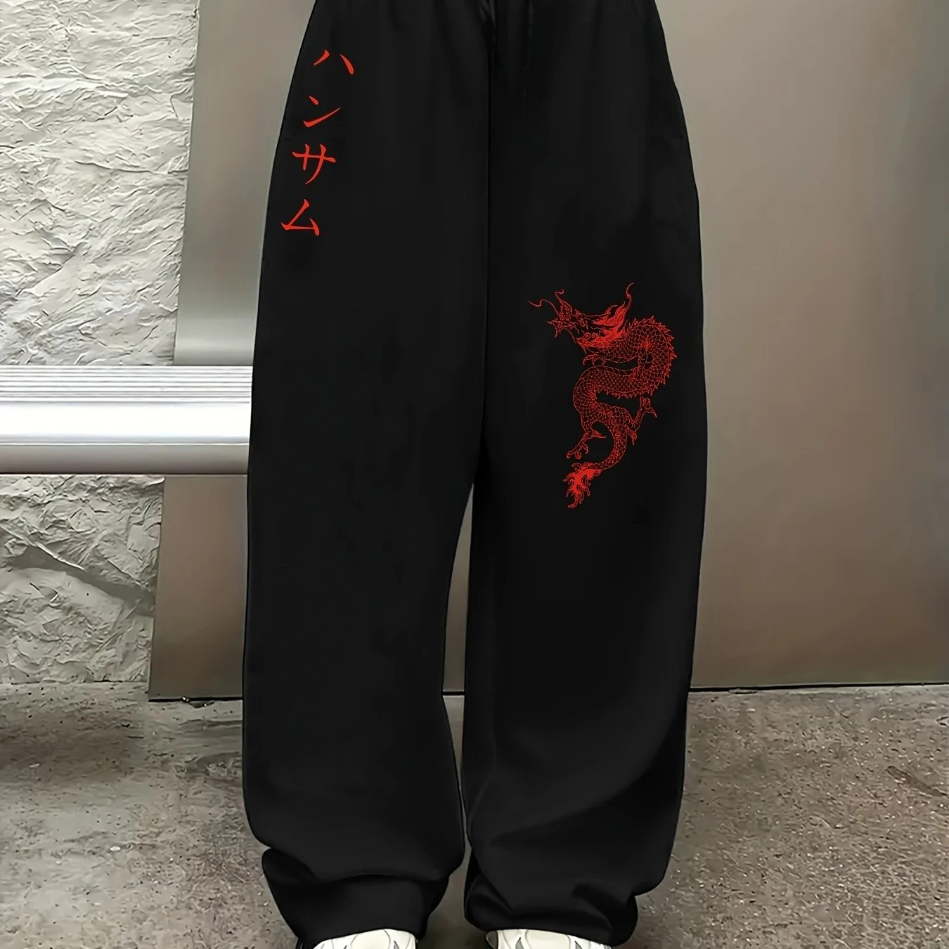 Pantalon de jogging décontracté à motif de dragon amusant pour hommes et femmes, pantalon de sport à jambe droite avec cordon de serrage 3D, style hip-hop